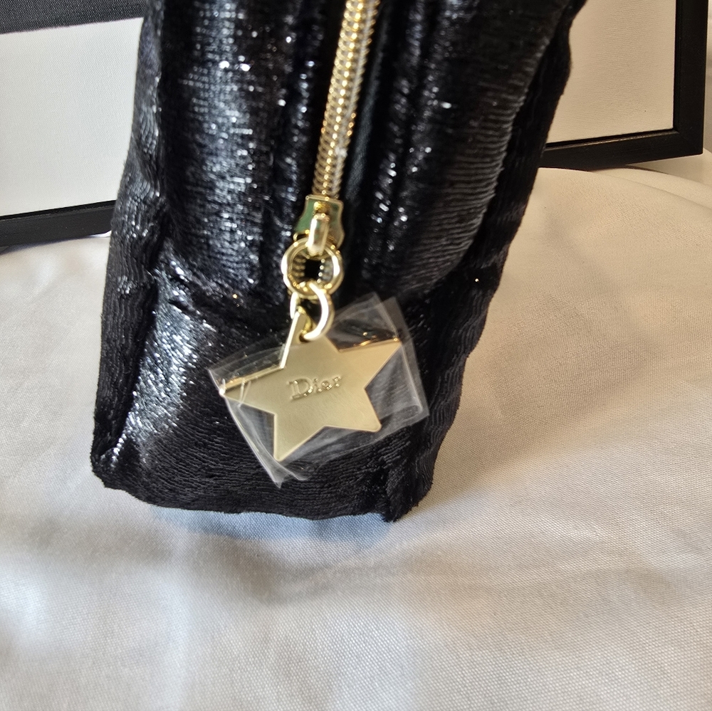 Dior Black Velvet Cosmetic Bag/ Clutch with Gold Accents Nwt - Picture 7 of 7